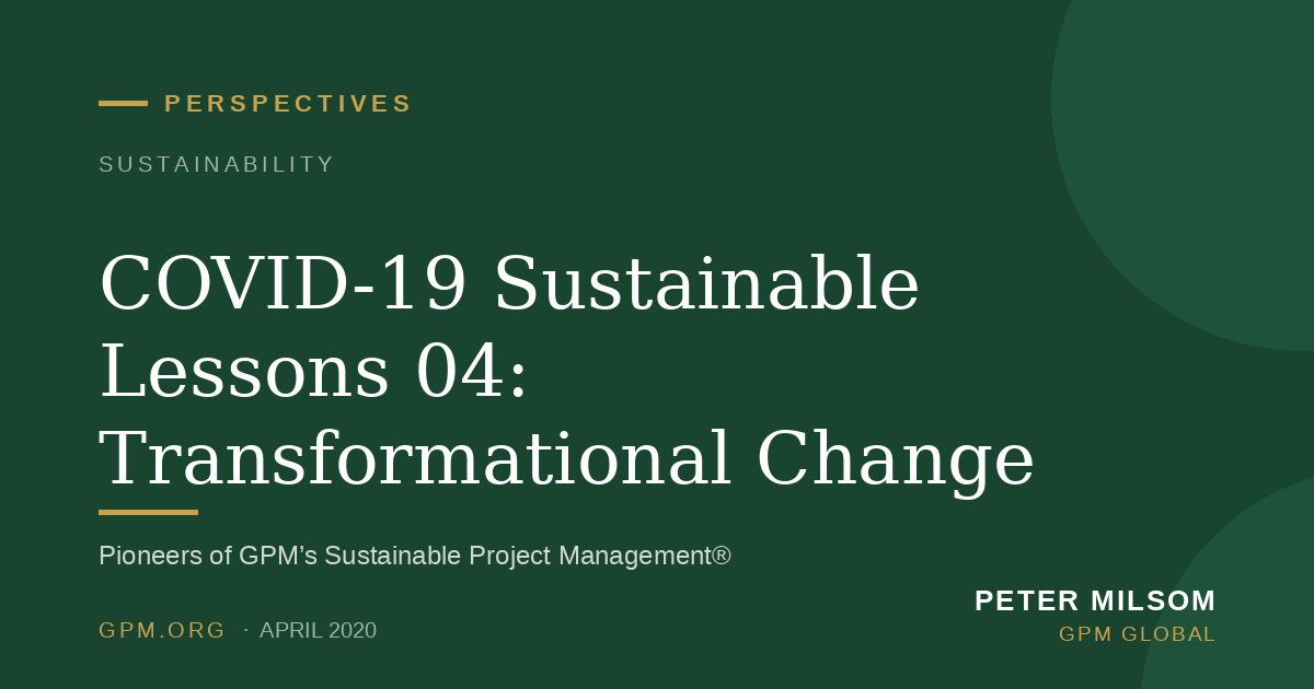 COVID-19 Sustainable Lessons 04: Transformational Change Requirements