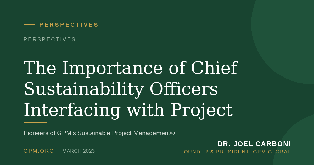 The Importance of Chief Sustainability Officers Interfacing with Project Organizations.