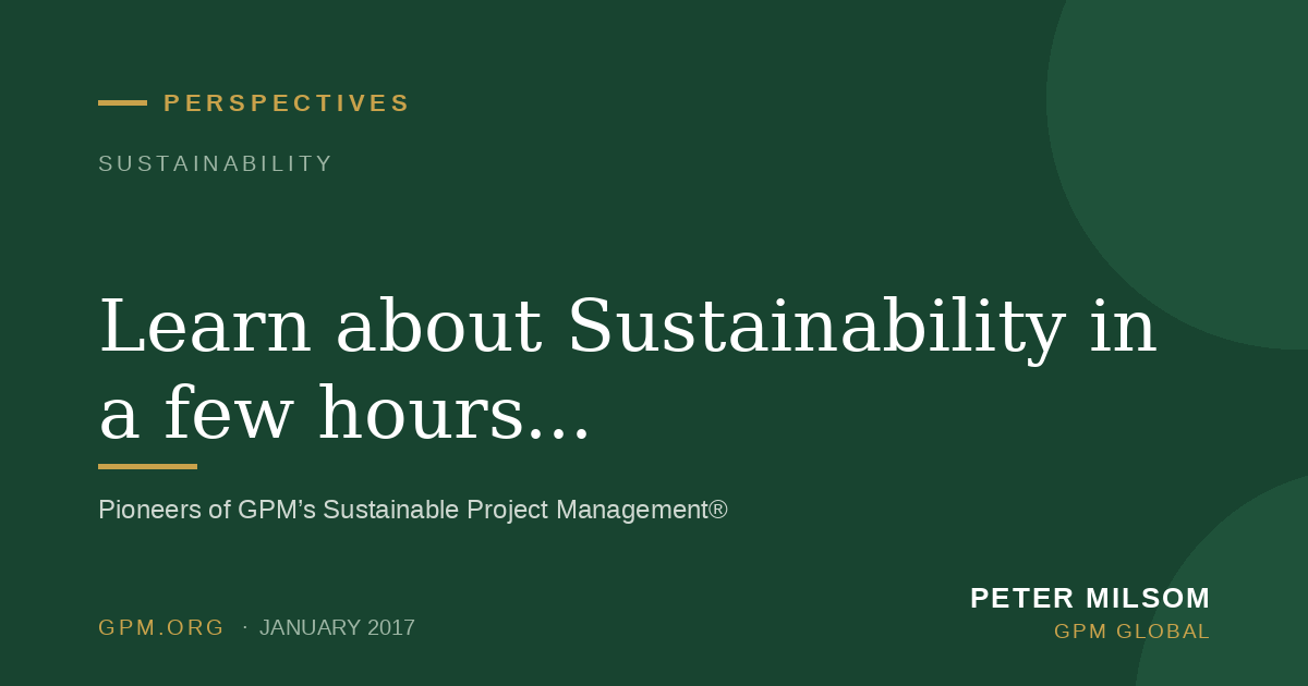 Learn about Sustainability in a few hours...