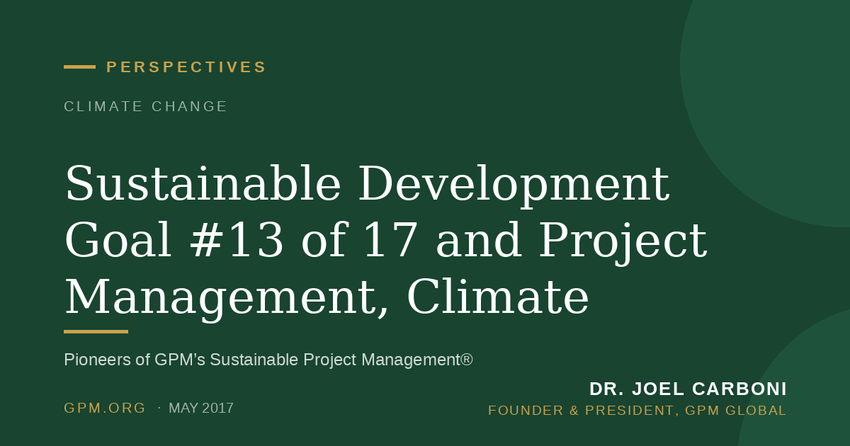 Sustainable Development Goal #13 of 17 and Project Management, Climate Action.