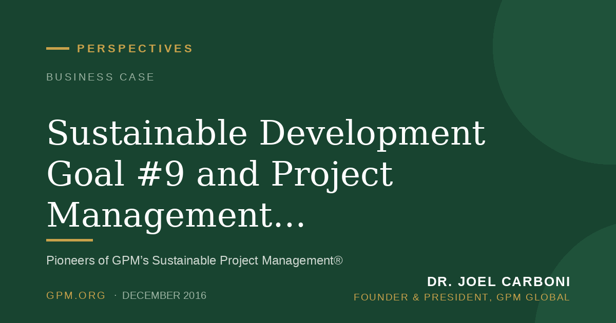 Sustainable Development Goal #9 and Project Management, Industrialization and Innovation
