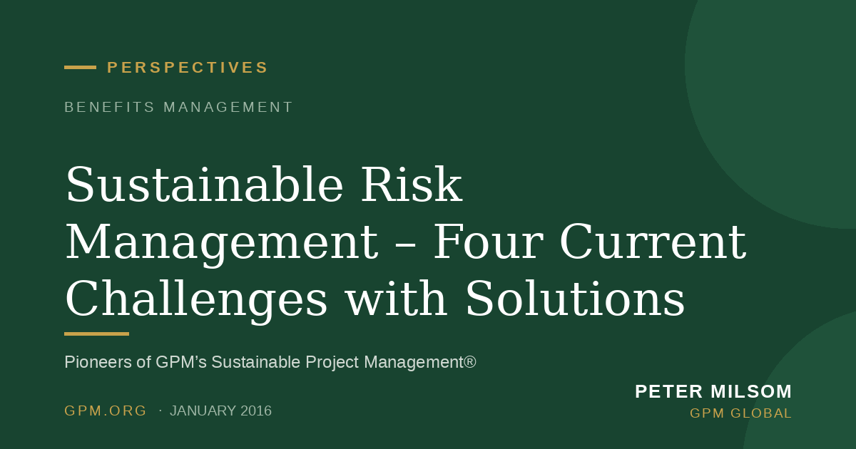 Sustainable Risk Management – Four Current Challenges with Solutions