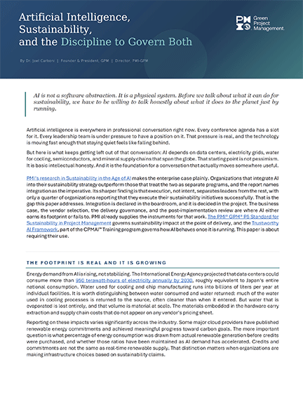 Artificial Intelligence, Sustainability, and the Discipline to Govern Both